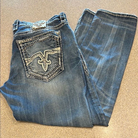 Rock Revival Men’s 40/31 light blue jeans good condition, no holes, no button - Picture 1 of 12